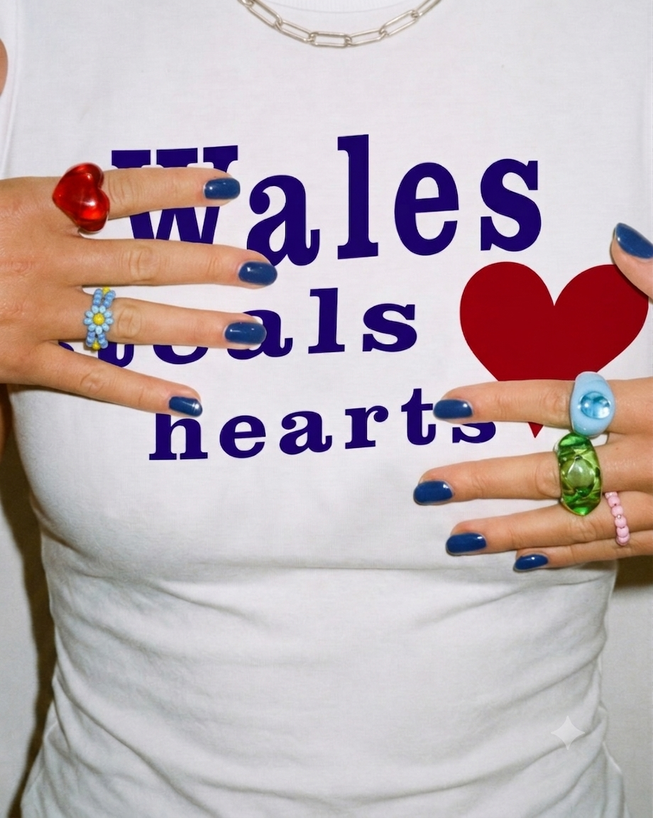 WALES STEALS HEARTS white baby tee